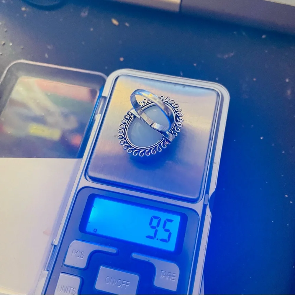 New 925 Sterling Silver Blue Yellow Triplet Opalite Artisten Oval Cut Ring